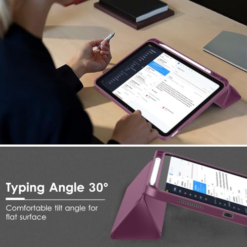 Image of ToaPoia Case for iPad (A16) 11 Inch 2025 /iPad 10th Generation 10.9 Inch 2022, Slim Trifold Stand Protective Cover with Pencil Holder and Soft TPU Back,Support Auto Sleep /Wake (Plum)