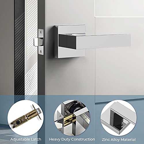 Sagaiot 1 Pack Passage Door Handles, Polished Chrome Door Knobs Interior, Hallway Closet Door Levers Keyless Sliver Door Handle, Heavy Duty Suqare Door Handle Set For Left Or Right Handed Doors #TOP6
