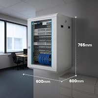 Extralink Serverschrank 19 Zoll 15HE – Netzwerkschrank 600mm Tiefe zur Wand- oder Standmontage, Traglast 100 kg, gehärtete Glastür, abschließbar 180° Öffnung, grau – für Heimnetzwerk & IT-Geräte – Ansicht 7