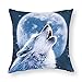 Fodera per Cuscino White Wolf Moon Under The Wolf Call Decorativo Fodera Per Cuscino 45 x 45 cm Traspirante Copricuscini Divano Comodo e Morbido Copricuscini Divano per divano, auto