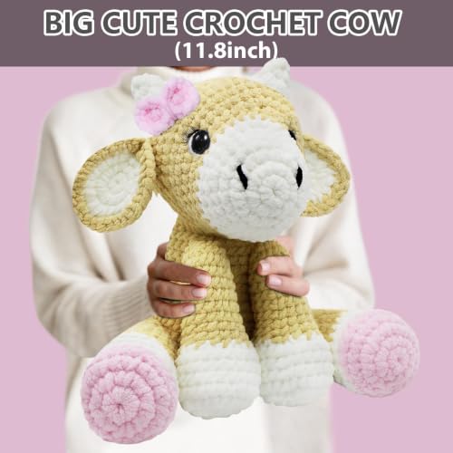 Image of CODGP Crochet Kit for Beginners,11.8-Inch Cow Crochet Kit for Adults