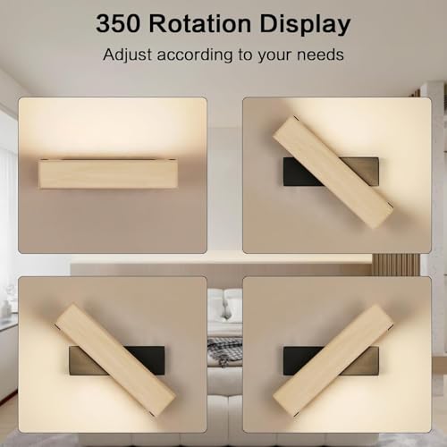Aplique de pared interior de madera Dorlink giratorio con luz cálida de 3000K 7