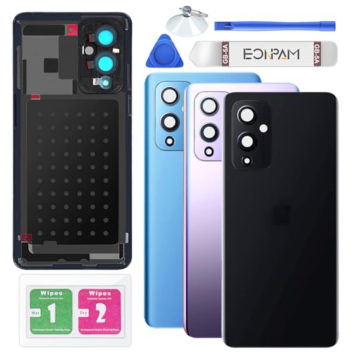 Vitre arrière OnePlus 9 noir avec lentille caméra et outils