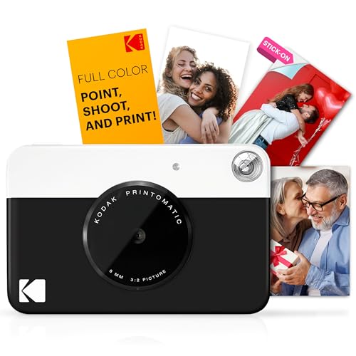 KODAK Printomatic Sofortbild-Digitalkamera in Vollfarbe - Hochwertige Fotos auf Zink 2x3 Klebefotopapier - 5MP, tragbar, kreatives Spaßgeschenk für Geburtstag, Weihnachten, Feiertag - Schwarz