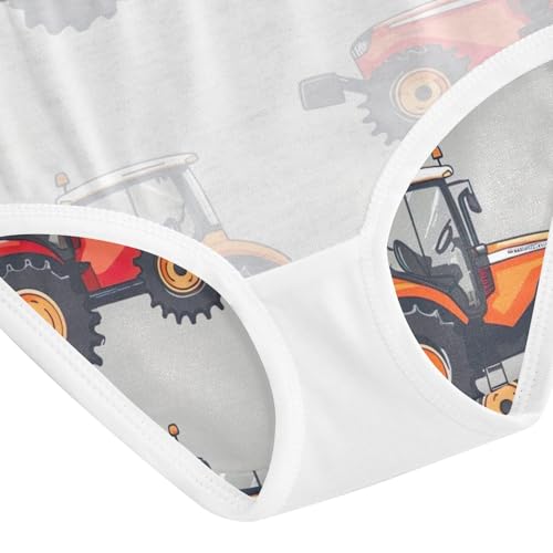 Kids Underwear, Cartoon Tractors Grey Toddler Girl Panties, Girls Underwear Cotton, 2T–8 Years4