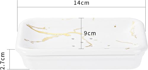 Miniatura 6 de Shinowa Jabonera de cerámica, soporte doble para jabón con drenaje, jabonera autodrenante de porcelana, soporte para jabón en barra para ducha,