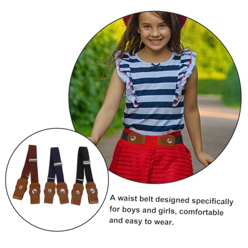 3pcs Elastic Waist Belts Stretchy Dress Pants Belts for Boys and Lightweight Waistband for Childrens School and Daily Wear Includes Black Navy and Colors3