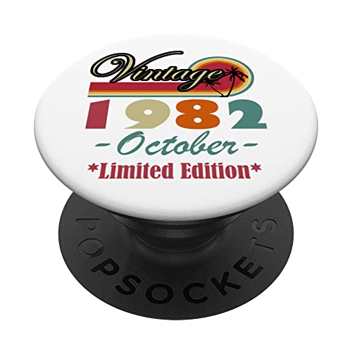 Vintage 1982 Octubre 40. Regalo de cumpleaños 40 años PopSockets PopGrip Intercambiable