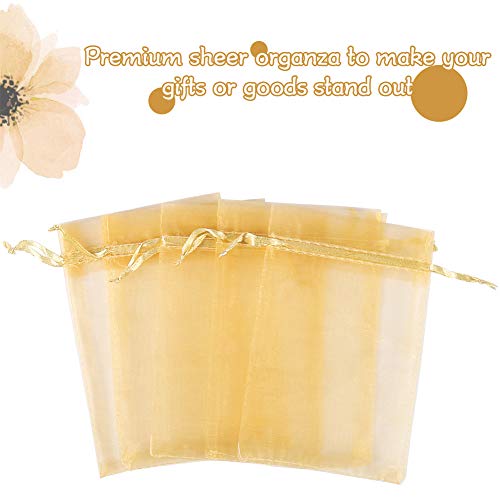 HRX 100pcs Gold Organza Gift Bags