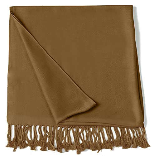 CJ Apparel Mode Beige Light Olive Green Solid Color Tassels Design Nepalese Shawl Scarf Wrap Stole Throw Head Wrap Pashmina Hand Made in Nepal New3