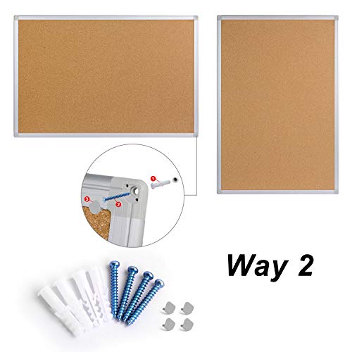 Board2By 2-Pack Cork Board Bulletin Board 24 X 36, Silver Aluminium Framed 2X3 Corkboard, Office Board For Wall Cork, Large Wall Mounted Notice Pin Board #TOP6