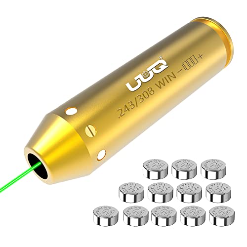 UUQ .243 308 Bore Sight Green Dot Laser Bore Sighters with Three Sets of Batteries