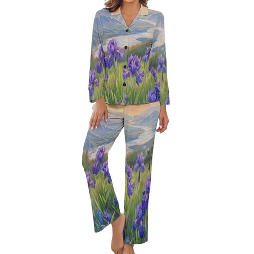 Pyjama à manches longues pour femme ensemble de voyage doux et décontracté