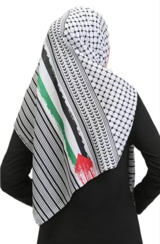 ZehAb Style Kefiye for Women and Men, Shawl Scarf, Head Neck Scarf, Flag, Large Size, Arabian Gift