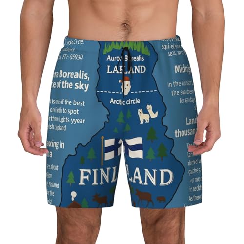 Ropa de playa para piscina con mapa de Finlandia para hombre transpirable y casual