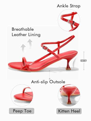 Image of Coutgo Womens Strappy Heeled Sandals Kitten Low Heel Open Toe Ankle Strap Party Wedding Dress Shoes