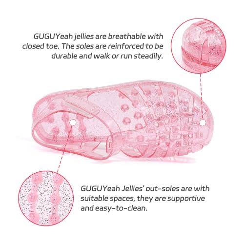 Image of GUGUYeah Jelly Sandals for Girls,Closed Toe Princess Costume Summer Dress Shoes Fisherman Gladiator Water Beach Flat Sandals for Toddler /Little Kid /Big Kid