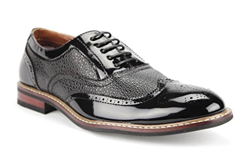 Ferro Aldo Men's 139001P Formal Wing Tip Patent Leather Dress Oxfords Shoes, Black