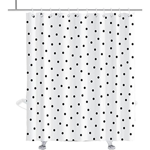 MEKPAM Rideau De Douche À Pois Noir Et Blanc Petit Cercle Rideaux De Bain Décor Ensembles Oeillet avec Crochets 180X180cm