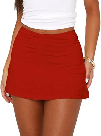 BZB Womens Mini Skirt Sexy High Waist Split Hem Stretch Fitted Pencil Bodycon Short Skirts 2025