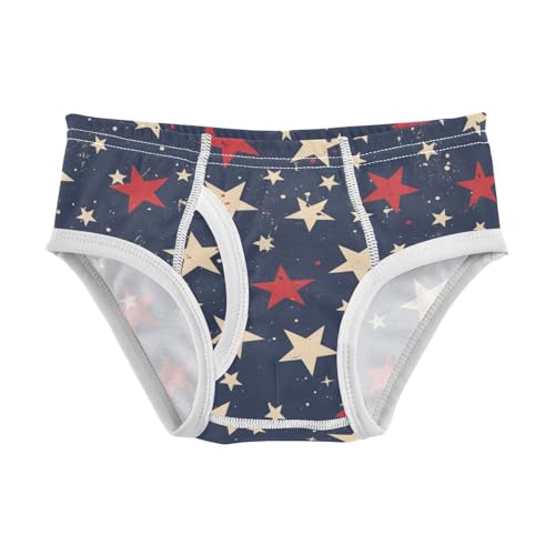 GuoChe Toddler Boys Training Underwear Pure Cotton Red White and Blue Stars in Sizes 2T,3T, 4T, 5T, 6Y and 8Y