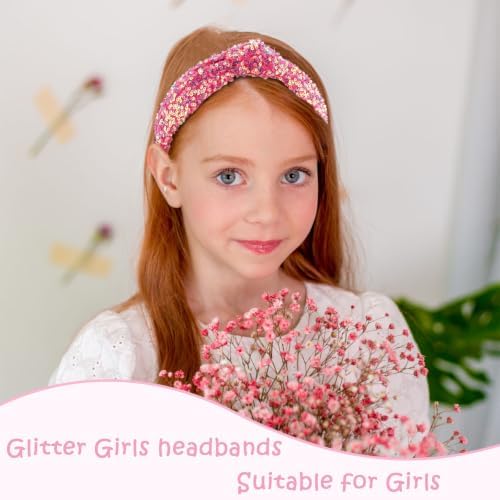 Tihebax Headbands for Girls Women, 4Pcs Glitter Sequins Rainbow Headbands Women Girls Sparkly Headband Black Red Blue Rainbow Hairbands for Girls Hair Accessories for Back to School or Daily Outfits - 4
