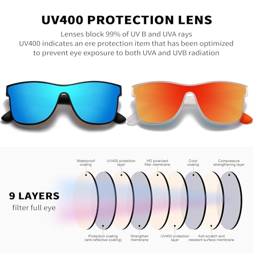Image of DUBERY Fashion Polarized Sunglasses for Women Men 100% UV Protection Trendy Siamese Lens Shades D8030