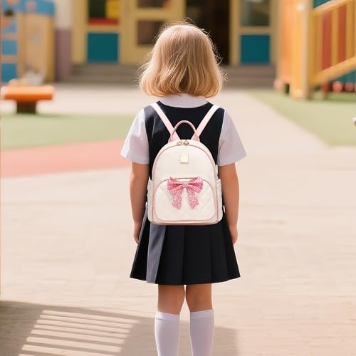 Image of I IHAYNER Mini Backpcak for Girls Small Bowknot Quilted Leather Backpack Purse for Women Travel Cute Trendy Stuff Gifts for Kids Hot Pink