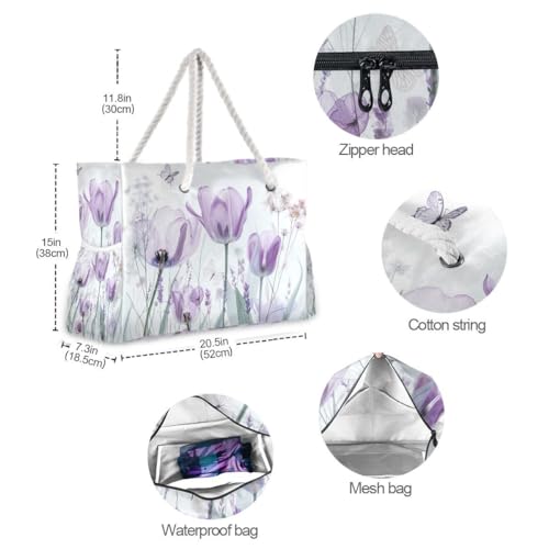 Image of Beach Tote Bags for Women, Turtle Flower Starfish Large Beach Shoulder Bag Pool Bags Purse