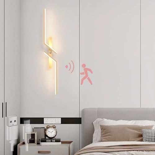 Luz de pared recargable USB de 4000K con detector de presencia y fijación magnética oro