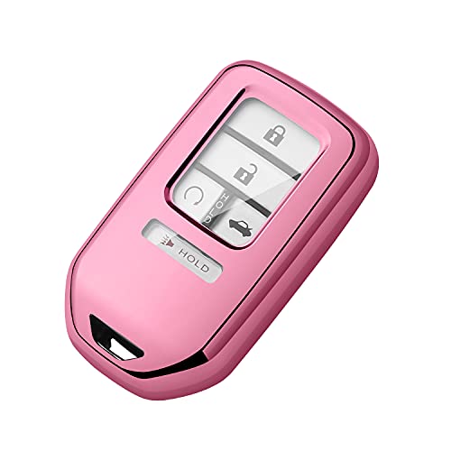 Tukellen for Honda Key Fob Cover,Premium Soft TPU Full Protection Key Shell,Key Case Compatible with Civic Accord Pilot CR-V Insight EX EX-L Touring Remote Key,for Honda Key Fob Accessoriesï¼ˆPinkï¼‰