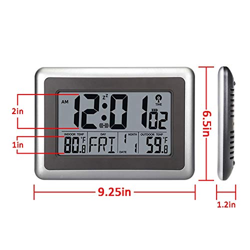 Umexus Atomic Wall Desk Clock Large Display With Indoor Outdoor Temperature Date Calendar Digital Alarm Clock Battery Operated For Kitchen Bedroom #TOP3
