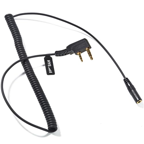 HYS 2 Pin K1 to 3.5mm Audio Walkie Talkie Earpiece Adapter (Receiving ONLY), Universal for 2pin Baofeng Kenwood Retevis Handheld Radios, Two-Way Radios (BF-F8HP, K1) - Secure Fit, Durable Design