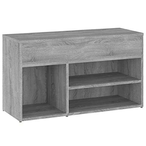 LAPOOH Banco Zapatero, Banco Pasillo, Banco Recibidor, Descalzadora, Estanteria Zapatero, Mueble Zapatero, Madera contrachapada Gris Sonoma 80x30x45 cm - imagen 6