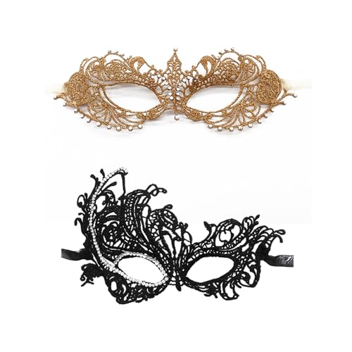 Masque de bal masqué pour homme et femme : lot de 2 loup Mardi Gras