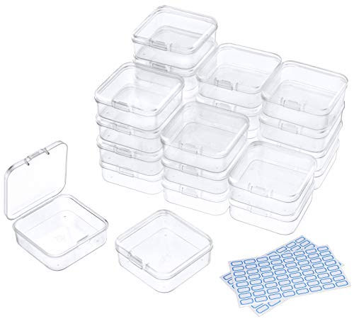 Image of DUOFIRE Containers with Lids 24 Pack Plastic Box Clear Storage Containers Bead Organizer for Crafts, Jewelry, Small Items (2.1x2.1x0.8 Inches)