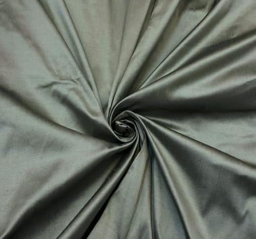 Tissu en soie Dupioni vert crème doré au mètre largeur 137,2 cm