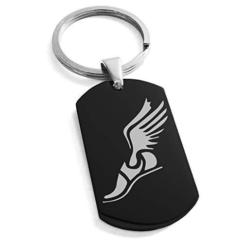Stainless Steel Hermes Greek Messenger of Gods Symbol Dog Tag Keychain Keyring