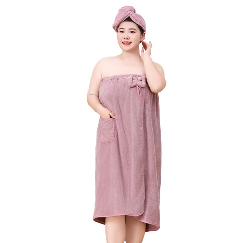 OhMill Lot 2 Serviette de Bain Grande Taille et Serviette de Cheveux Paréo de Bain Velours Corail...