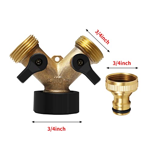 Wzzy Gurden 2 Way garden Hose Splitter,Garden Hose Splitter, Y Valve, Two Way Tap Connector with 2 x3/4" Quick Connector - Image 2