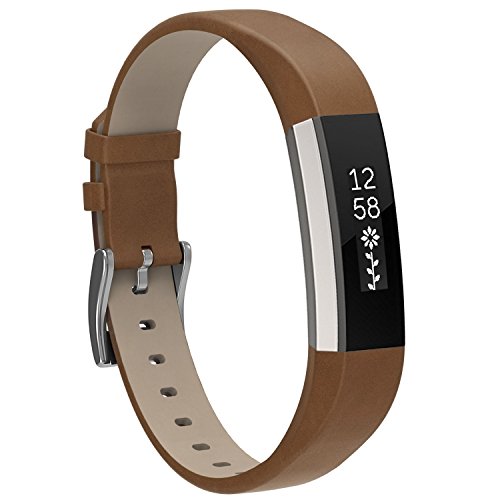 Henoda Replacemnt Leather Bands Compatible with Fitbit Alta/Fitbit Alta HR, Classic Genuine Leather Wristband, Small Large, No Tracker