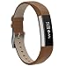 Henoda Replacemnt Leather Bands Compatible Fitbit Alta/Fitbit Alta HR, Matte Brown Classic Genuine Leather Wristband, Small Large, No Tracker