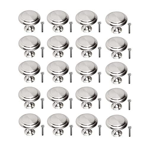 WSNDM 20 Pcs Tirador de Cajón Redondo, Pomo para Armario, 27mm Acero Inoxidable Perillas de...