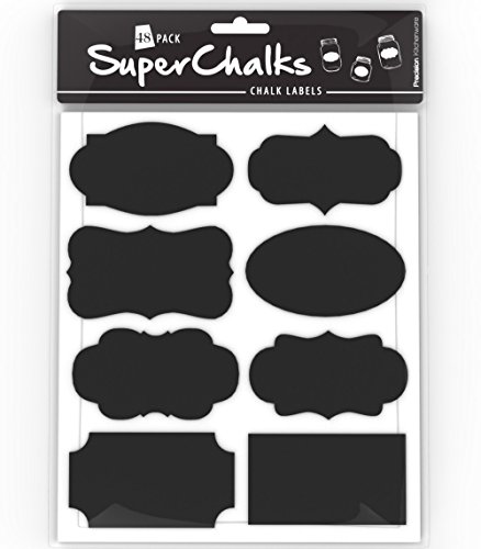 SuperChalks Premium Chalkboard Labels - Fantastic for Labeling Jars - 48 Pack