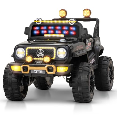 Image of Baybee 4x4 Battery Operated Jeep for Kids, Ride on Toy Baby Car with LED RGB Light & Music, Rechargeable Electric Jeep, Big Battery Car for Kids (Wrangler, Wrangler Black)