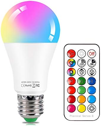Żarówka E27 zmieniająca kolor 10 W RGBW LED żarówki nastrojowe oświetlenie z 21-przyciskowym pilotem zdalnego sterowania, funkcja podwójnej pamięci, 12 kolorów do domu, imprezy, baru, dyskoteki KTV, z efektem