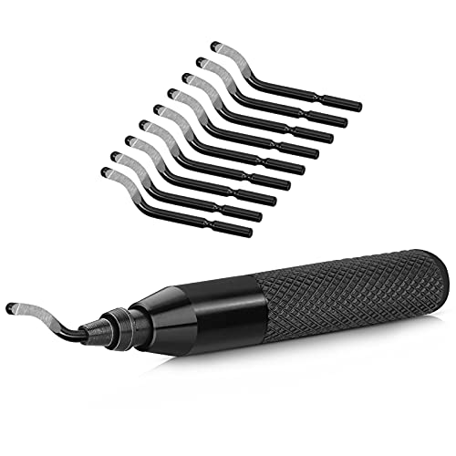 Deburring Tool Set with 10 High-Speed Steel BS1010 Blades â€“ Askwhy Rotary Burr Removal Tool for Metal, Plastic, 3D Prints, PVC Tubes â€“ Efficient Deburrer for Aluminum, Copper, and More (Black)