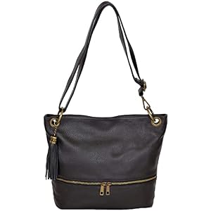 Sac CUIR Femme Bandoulière/Sac Cuir Femme Italien/Sac Cuir Femme Pompon/Sac à Main Femmes CUIR/Sac femme CUIR Porté Epaule ‘Ornella ‘