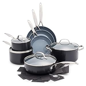 GreenPan Valencia Pro Hard Anodized Healthy Ceramic Nonstick 11 Piece Cookware Pots and Pans Set, PFAS-Free, Induction, Dishwasher Safe, Oven Safe, Gray