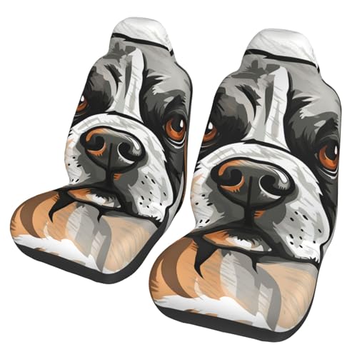Housse de siège avant auto bouledogue américain respirante pour SUV et camion (Lot de 2)